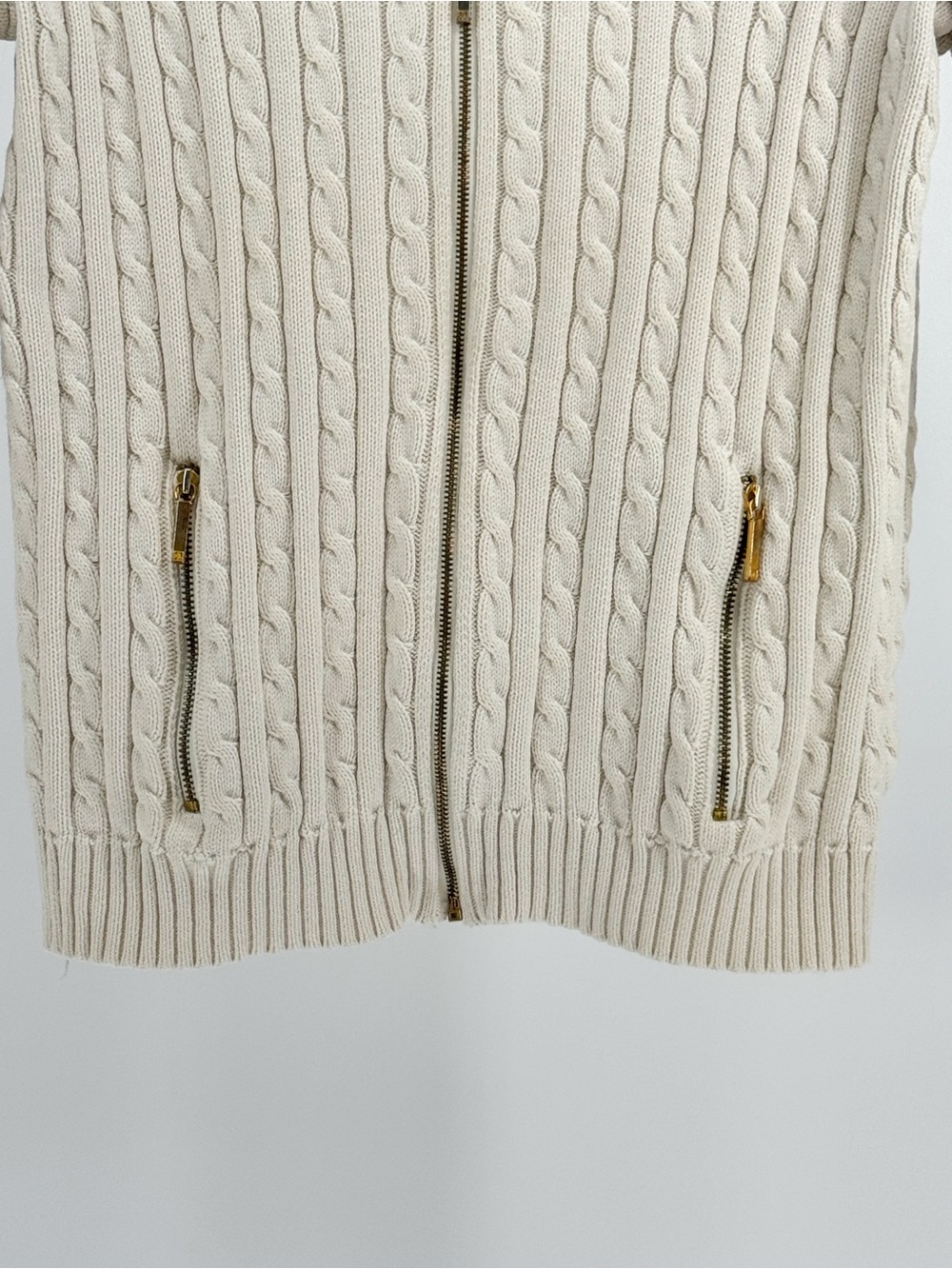 Ralph Lauren Cream Cable-Knit Zip Sweater - Picture 7 of 8